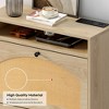 Shoe Storage Cabinet With Adjustable Plates And 2 Rattan Doors Freestanding Organizer With Legs Narrow Shoe Rack Cabinet, For Home, Office, Enterway - 3 of 4