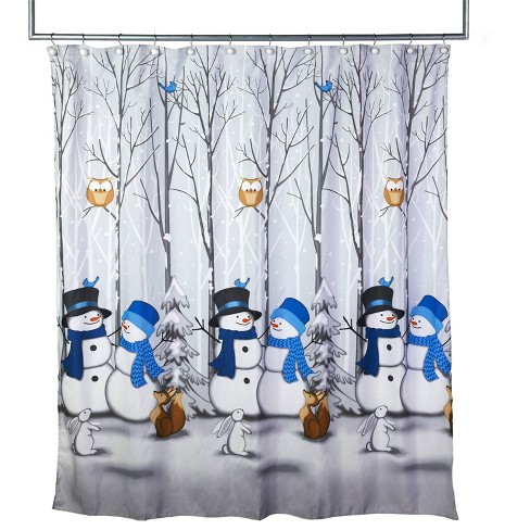 Winter Friends Shower Curtain Blue, Snowman Shower Curtain Target