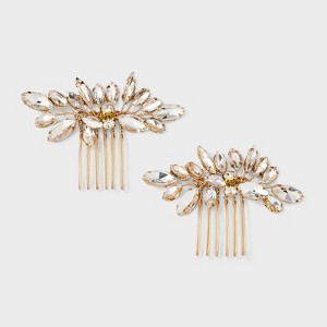 Flower Comb Hair Clip Set 2 pc - A New Day™ Gold - 1 of 3