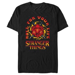 Men's Stranger Things Roll for Your Life Hellfire Club Flame Dice T-Shirt - 1 of 4