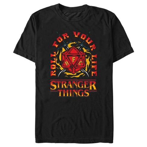 Men's Stranger Things Roll for Your Life Hellfire Club Flame Dice T-Shirt - image 1 of 4