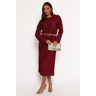 Petal and Pup Tannikah Plisse Midi Dress - Ruby Wine L