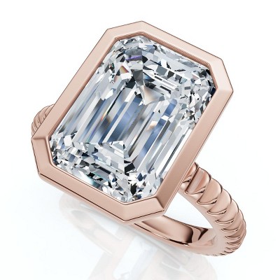 Pompeii3 Certified 4Ct Bezel Solitaire Diamond Engagement Ring 14k Gold Lab Created