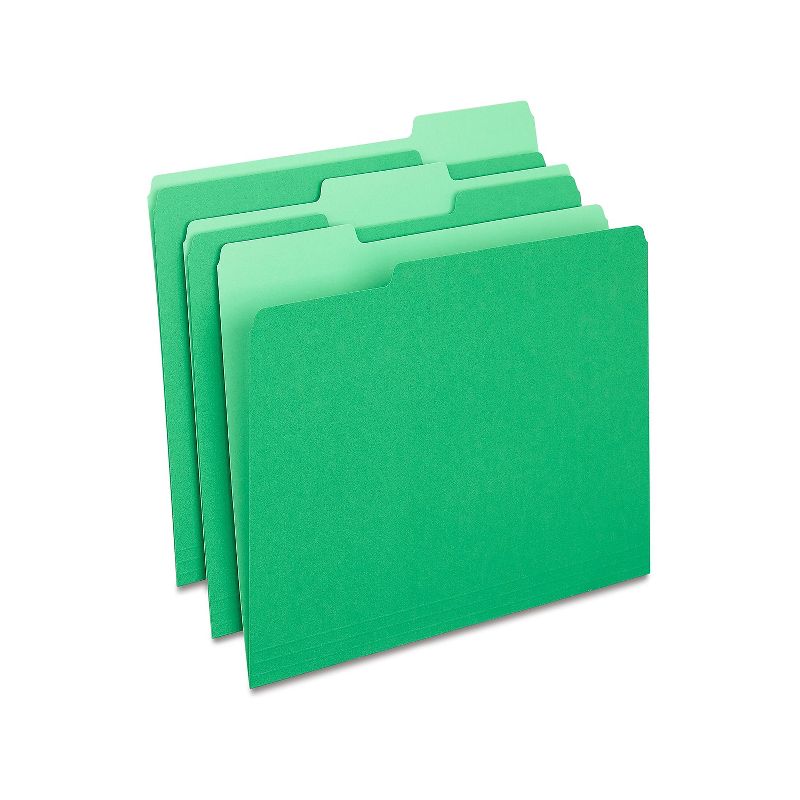 MyOfficeInnovations Colored Top-Tab File Folders 3 Tab Green Letter Size 100/Pack 224543, 1 of 5