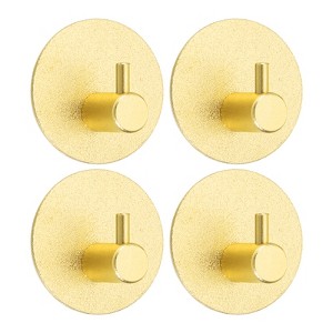 Unique Bargains Aluminum Self-Adhesive Rust-proof Bathroom Towel Hooks 4 Pcs - 1 of 3