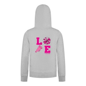 Everyday Kids Cheerleading LOVE Girls Zip Up Hoodie – Pink Pom Pom & Megaphone Graphic Sweatshirt - 1 of 4