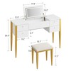 47“ Makeup Vanity Desk with Flip Top Mirror and Lights, 3 Lighting Mode, Make Up Vanity with Chair - 2 of 4