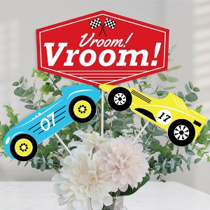 Big Dot of Happiness Let's Go Racing - Racecar - Race Car Birthday Party or Baby Shower Centerpiece Sticks - Table Toppers - Set of 15 - 1 of 4