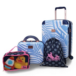 Kids, Tweens, and Girls 4-Piece Spinner Luggage Set – Carry-On Suitcase with Matching Travel Case and Accessory Bags - Fern - 1 of 4