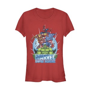 Juniors Womens Marvel Patriotic Heroes T-Shirt - 1 of 3