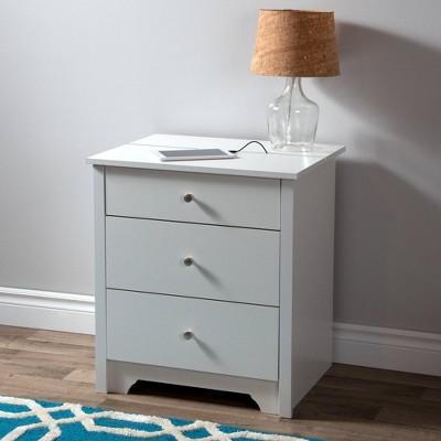 Pure White 2-Drawer Nightstand with Built-In Charging Station