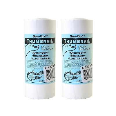 Borden and Riley Sun-Glo Thumbnail Paper Rolls 6" x 50 Yds White 2/Pack (PK2-35WR065000)