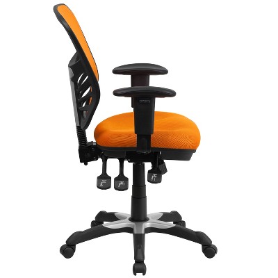 ErgoFlex Mid-Back Orange Mesh Swivel Office Chair with Adjustable Arms