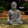 LuxenHome 18.5" Gray MgO Meditating Buddha Garden Statue - 2 of 4