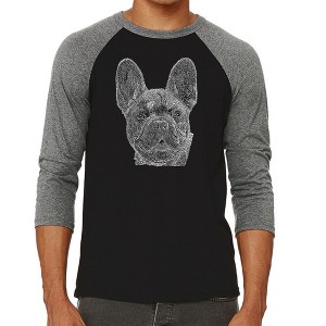 LA Pop Art Men's Raglan Baseball Word Art T-shirt - French Bulldog - 1 of 4