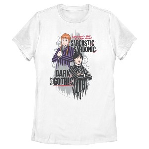 Womens Wednesday Sarcastic and Dark Duo T Shirt - 1 of 4