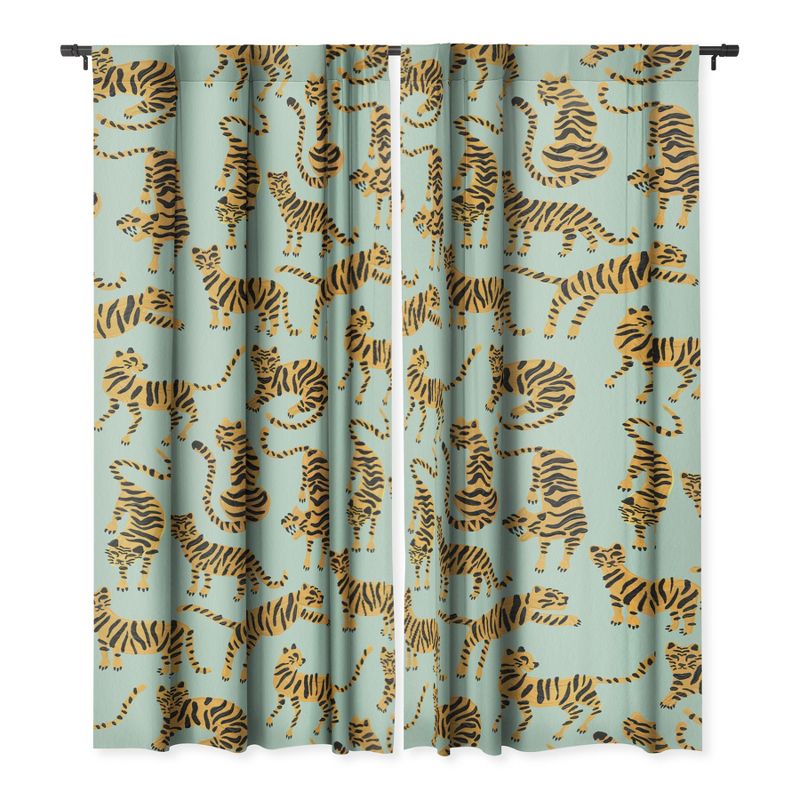 Cat Coquillette Tiger Collection Mint Orange 84" x 50" Single Panel Blackout Window Curtain - Deny Designs, 3 of 5