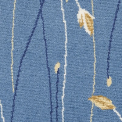 Light Blue Floral Round Synthetic Area Rug 5'3"