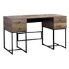 Royal Hampton Wooden Desk with 4 Drawers and Tubular Metal Support, Brown and Black - 3 of 3