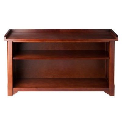 Walnut Wood Storage Bench with Woven Baskets