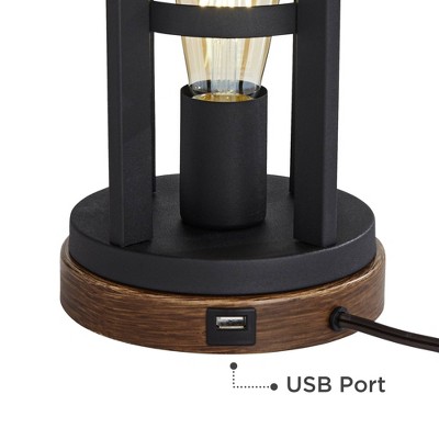 Bronze Industrial Table Lamps with USB and Nightlight, Set of 2