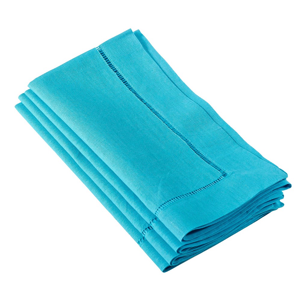 Photos - Tablecloth / Napkin Hemstitched Dinner Napkins Turquoise (Set of 4)