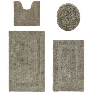 Lux Premium 100% Cotton Tufted Solid Reversible 4 Piece Bath Rug Set – Ultra-Soft, Water-Absorbent, Durable, Machine Washable Bathroom Rug - 1 of 4