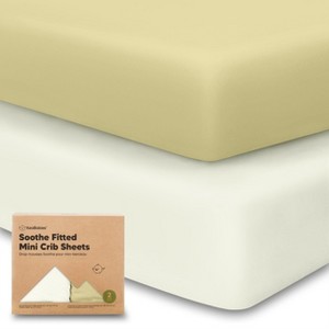KeaBabies Mini Crib Sheets for Baby Girls, Boys, 2-Pack Soothe Pack and Play Sheets Fitted, Organic Pack N Play Mattress Sheet - 1 of 4