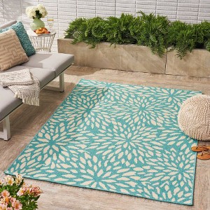 Outdoor Area Rug, 90"x63" Rectangle Easy-Cleaning Indoor Outdoor Home Decor For Living Room Dining Room Bedroom Backyard Porch Patio Kitchen - 1 of 4