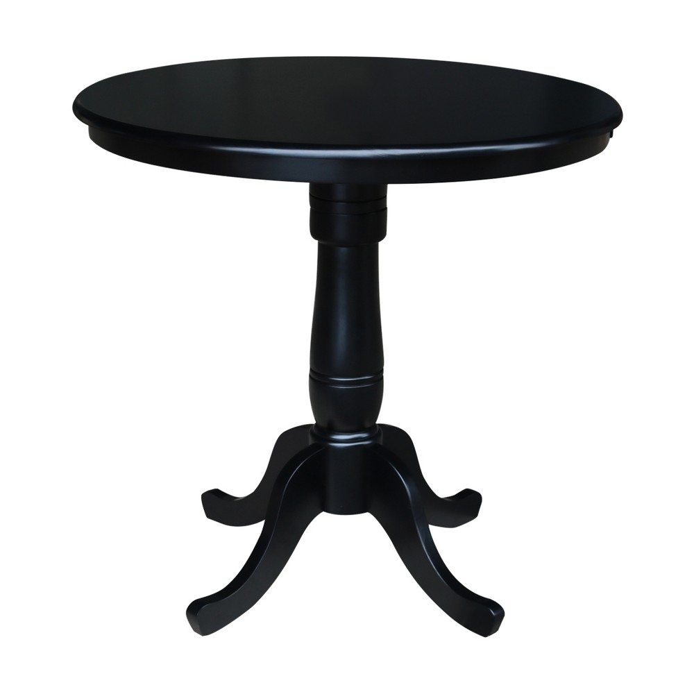 Photos - Dining Table 36" Round Top Pedestal Counter Height Table Black - International Concepts