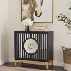 Olivia & May Art Deco Contemporary Mirrored Wood Cabinet Black: Fretwork Design, Iron Frame, No Assembly Required - 2 of 4