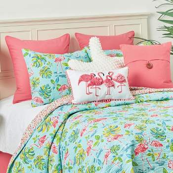 C&F Home Flamingo Garden Tropical Cotton Quilt Set  - Reversible and Machine Washable