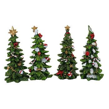 Transpac 7.0 Inch Green Holiday Trees Gold Star Decorated Glittered Tree Sculptures