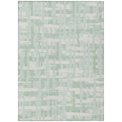 HomeRoots 3' X 5' Mint Green Ivory And Pale Aqua Striped Washable Indoor Outdoor Area Rug