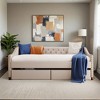 Full Size Upholstered daybed with Two Drawers, Wood Slat Support - Leovsnove - 2 of 3