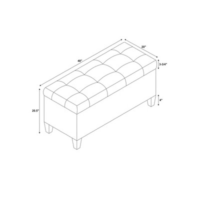 Carmen 48.5" Gray Microfiber Shoe Storage Ottoman with Cushioned Top