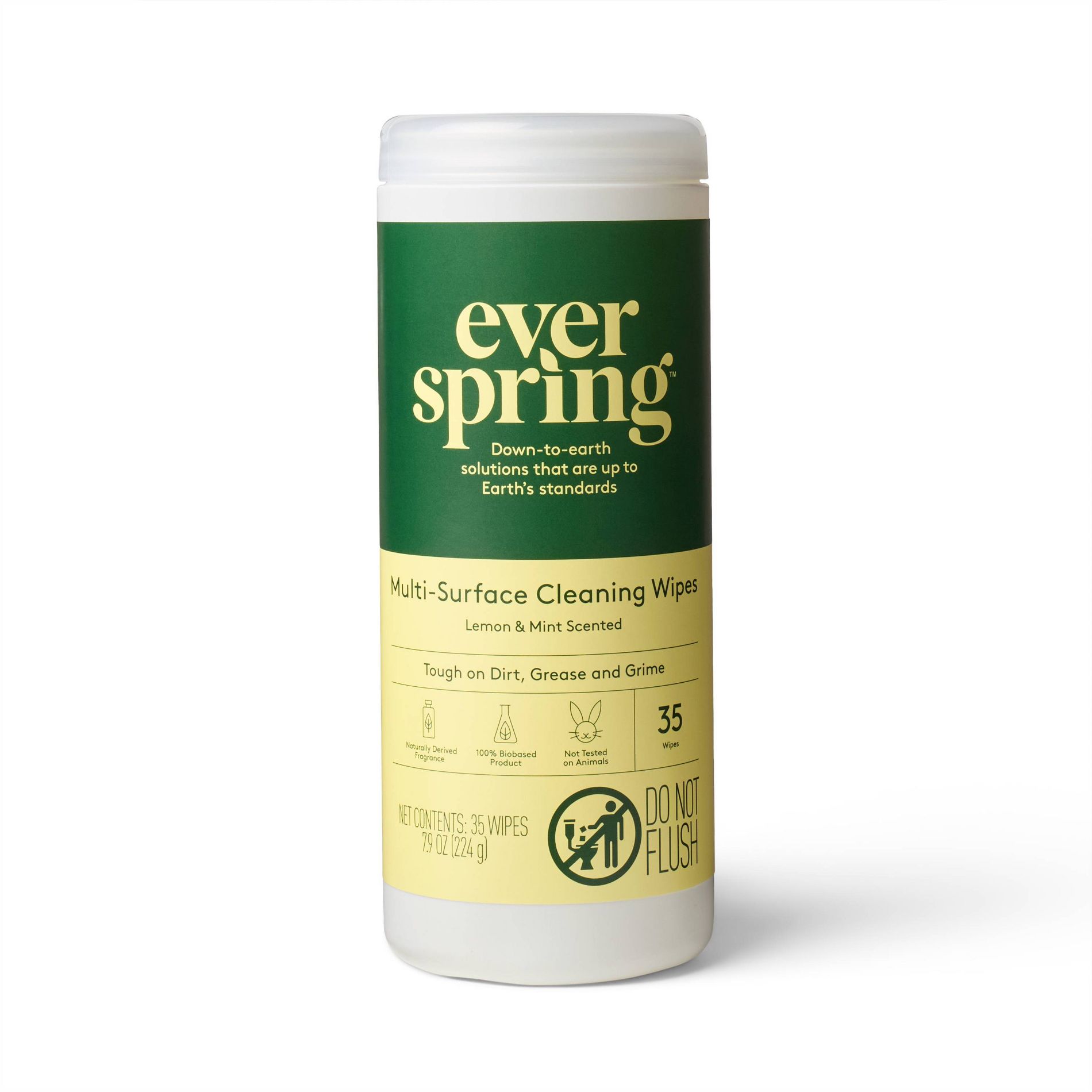 Lemon & Mint Multi-Surface Cleaning Wipes - 35ct - Everspring™