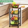 Fruit Basket Vegetable Stand for Kitchen Pantry, Pull Out Metal Wire Basket with Wood Top - 4 of 4