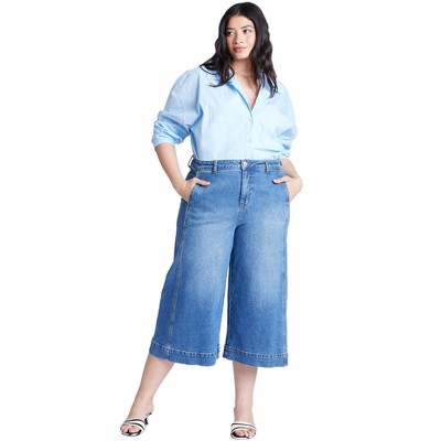 ELOQUII Women's Plus Size Denim Culotte