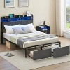 Jojoka Bed Frame with Headboard and 2 Storage Drawers,Upholstered Platform Bed Frame with Chargin Station and LED Lights - 2 of 4