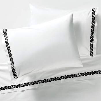 Black Chain Embroidery 400 Thread Count Bedding Sheet Set - DVF for Target