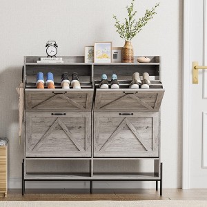 Shoe Cabinet with 4 Flip Drawers - 1 of 4