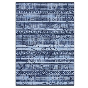 100% Polyester Towel Fabric Carpet - 200g Fleece Weight, Total 980Gsm, TPR Washable Foldable Bottom, Bohemian Style, Moyan Time-Space Design - 1 of 4