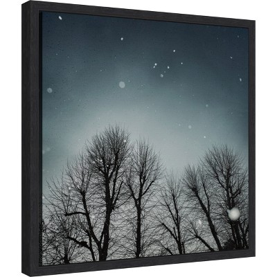 Winter Sky Tree Line Blue Canvas Framed Print 16 x 16-in