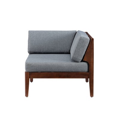 Summerlyn Walnut Corner Chair with Gray Performance Fabric