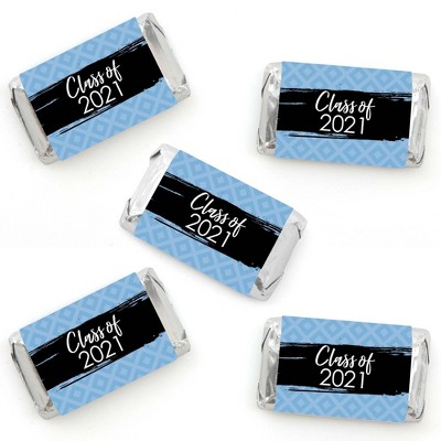 Big Dot of Happiness Light Blue Grad - Best is Yet to Come - Mini Candy Bar Wrapper Stickers - 2021 Graduation Party Small Favors - 40 Count