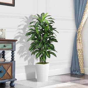 Artificial Dracaena Plant Indoor, Faux Yucca Tall Fake Floor Plant in Pot, Artificial Silk Tree House Floor Plants for Living Room Home Office Decor - 1 of 4