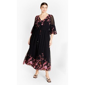 Women's Plus Size Romance Border Dress - black | CITY CHIC - 1 of 4