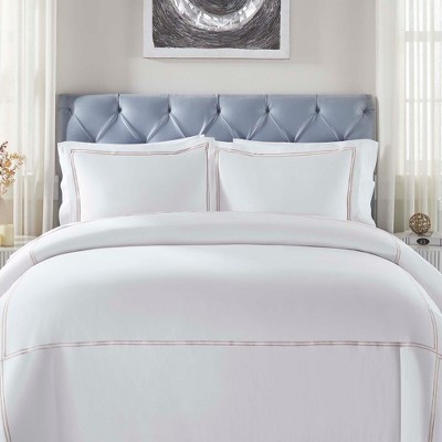 Cotton Two-Line Embroidered 3 Piece Duvet Cover Set by Blue Nile Mills