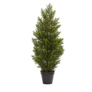 HomeStock  10ft Clear Unlit Flocked Half Classic Cedar Artificial Christmas Tree with Pine Cones - 1 of 3